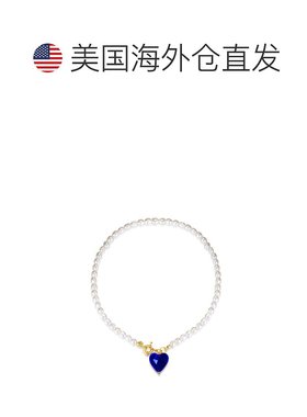 自营 classicharmsEsmee 蓝色釉心形吊坠珍珠项链 - 蓝色 美国奥