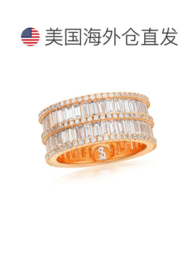 自营Suzy Levian Rose Sterling Silver Cubic Zirconia Double R