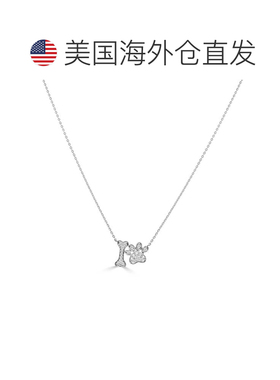 自营sabrina14K White Gold Dog print And Wishbone Diamond Nec