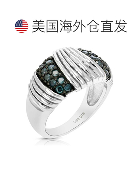 自营vir jewels 0.55 克拉蓝色钻石戒指 .925 纯银镀铑 - 银 美国