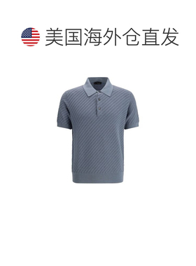 自营Brioni Cotton Polo Men's Shirt - blue 美国奥莱直发