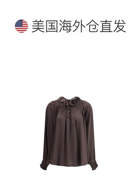 自营Burberry Geometric Silk Women's Blouse - brown 美国奥莱