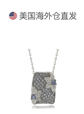自营 Suzy Levian 纯银蓝宝石和钻石碎花小巧项链 - 蓝色 美国奥