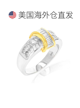 自营 vir jewels1.10 克拉长方形钻石结婚戒指 14K 黄金和白金通