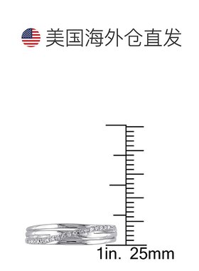 美国直邮Julianna B戒指925纯银镶钻交叉设计感时尚气质百搭