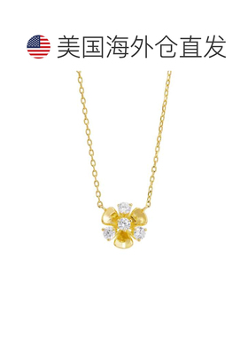 自营savvy cie jewelsGOLD PLATED FLOWER NECKLACE WITH WHITE C