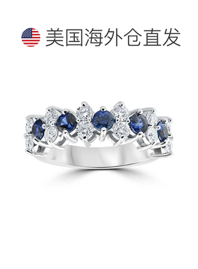 自营pompeii3pompeii 32 1/2 cttw 蓝色蓝宝石和钻石结婚周年戒指