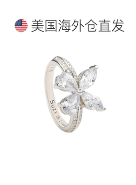 自营Suzy Levian 纯银方晶锆石蝴蝶戒指 - 白色 美国奥莱直发