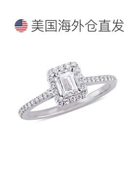自营Mimi & Max 3/4ct TW Emerald Round-Cut Diamond Halo Ring