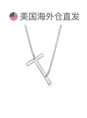 自营simona纯银侧面初始项链 - t 美国奥莱直发