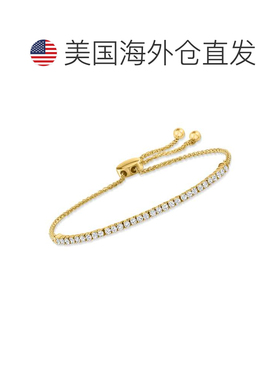 自营14 克拉黄金 Ross-Simons 钻石线 Bolo 手链 - 白色 美国奥莱