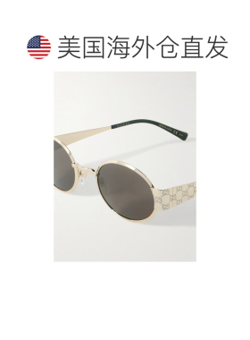 1h可退 潮奢 Gucci 古驰 男士 金色 ssima Metal Round太阳镜