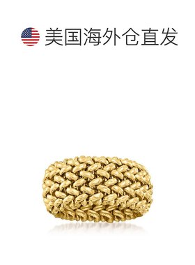 自营 Ross-Simons 意大利 14kt 黄金串珠网眼戒指 - 黄色 美国奥