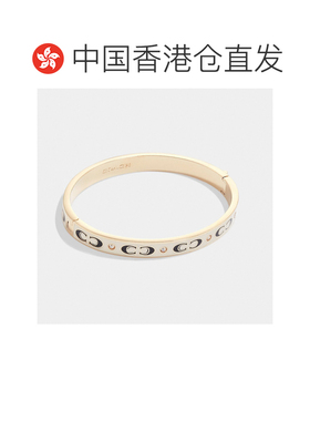 自营Coach蔻驰女士经典双c珐琅铰链开口手镯礼物 美国奥莱直发