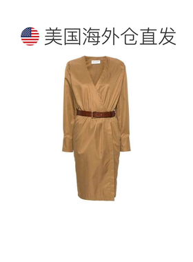 自营Saint Laurent Women's Belted Dress - camel 美国奥莱直发