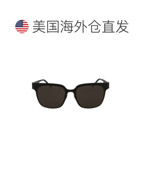 自营saint laurent方形镜框金属太阳眼镜-黑色黑色灰色 美国奥莱