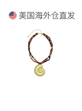 自营adorniaGold Shell on Leopard Print Adjustable Necklace -