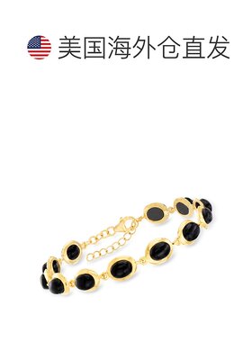 Ross-Simons 18kt 金黑色缟玛瑙手链 - 7 英寸 【美国奥莱】直发