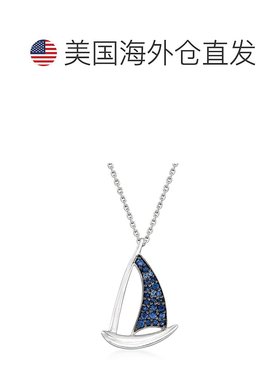 自营 925 纯银 Ross-Simons 蓝宝石帆船吊坠项链 - 20 英寸 美国
