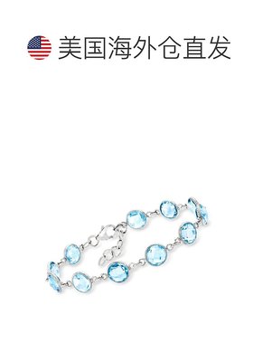 自营 Ross-Simons 925 纯银天蓝色托帕石手链 - 7 英寸 美国奥莱