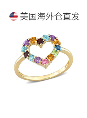 自营 mimi & max10k 金 3/4 CT TGW 多色宝石敞开心形戒指 - 黄色