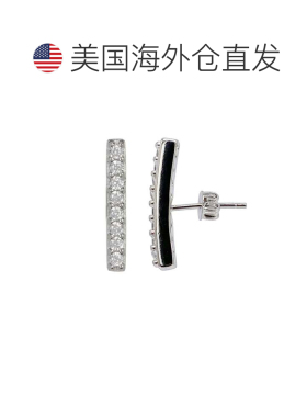 自营Adornia Swarovski 水晶条形耳钉 银色 银白色 美国奥莱直发