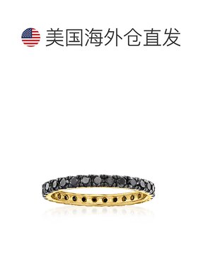 自营Ross-Simons 14kt 黄金黑钻永恒戒指 - 黑色 美国奥莱直发