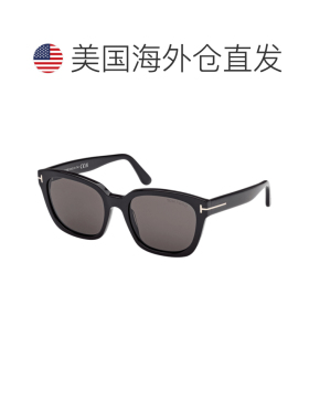 自营Tom Ford黑色塑料方形灰色深色女士太阳镜FT1216 01A 53-黑色