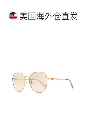 自营 Bally 女士几何太阳镜 BY0093D 33Z 金色/玫瑰色 58 毫米 -