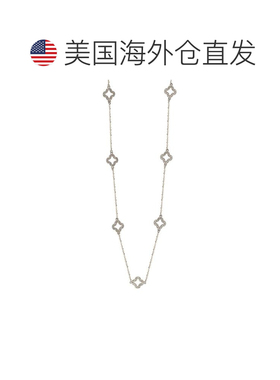 自营Suzy Levian 14K 白金 .63cttw 钻石四叶草按码项链 - 白色