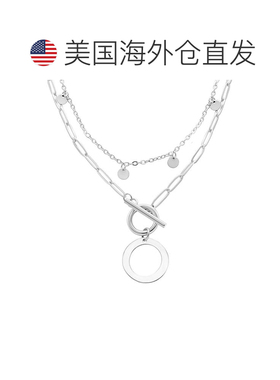 自营adornia抗锈镀银五彩纸屑和回形针分层字母开关项链 - silver