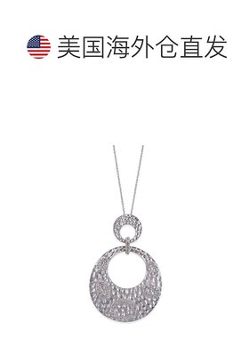 自营 genevive纯银立方氧化锆双圈吊坠 - 白色 美国奥莱直发