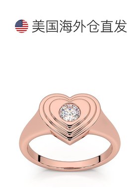 pompeii31/4 克拉钻石单粒女式甜心印章心形戒指 14k 黄金实验室