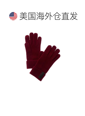 自营Portolano 皮革边饰羊绒手套 - 红色 美国奥莱直发