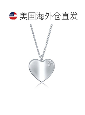 自营 simona纯银 0.024cttw 钻石高抛光心形项链 - 银白色 美国奥