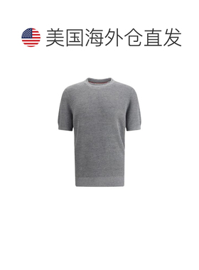 自营Brunello Cucinelli Linen Men's T-Shirt - gray 美国奥莱直