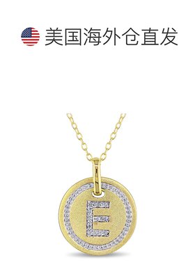 自营 Mimi & Max E 首字母钻石配饰吊坠配镀黄纯银链条 - 黄色 美