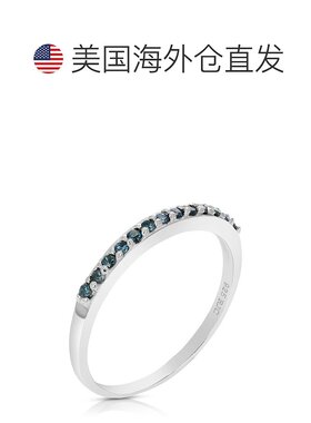 自营 vir jewels 1/6 克拉蓝色钻石戒指结婚戒指 .925 纯银爪镶圆