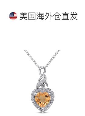 自营 mimi & max1 5/8 CT TGW 钻石和黄水晶心形扭纹吊坠 925 纯