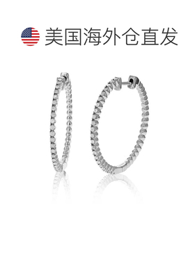 自营vir jewels1/2 克拉钻石圈形耳环 .925 纯银经典 44 颗宝石 1