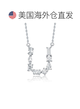 自营geneviveSterling Silver White Gold Plated with Clear Cub