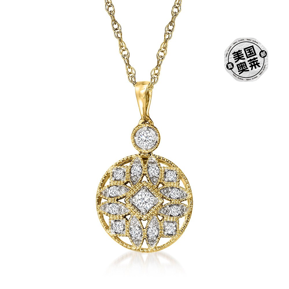 Ross-Simons Diamond Openwork Circle Pendant Necklace in 18kt - 图0