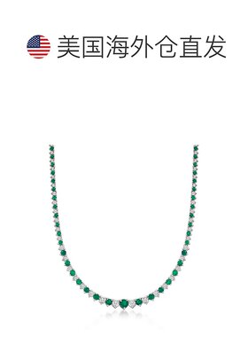 自营 ross-simons925 纯银罗斯-西蒙斯祖母绿和钻石项链 20 英寸