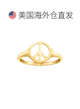 自营Ross-Simons 14kt 黄金和平标志戒指 - 黄色 美国奥莱直发