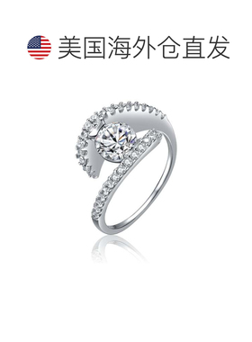 自营 GENEVIVE 925 纯银立方氧化锆密镶旁路戒指 - 银白色 美国奥
