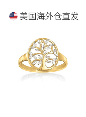 自营Ross-Simons 14kt 2 色调金色镂空生命之树戒指 - 多色 美国