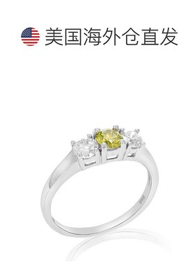 自营 vir jewels1 cttw 3 石黄色和白色钻石订婚戒指 14K 白金新