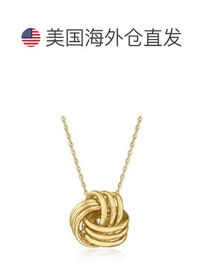 自营 Ross-Simons 14kt 黄金爱心结吊坠项链 - 18 英寸 美国奥莱