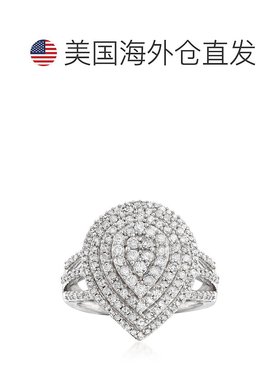 自营 925 纯银 Ross-Simons 钻石渐变梨形戒指 - 白色 美国奥莱直