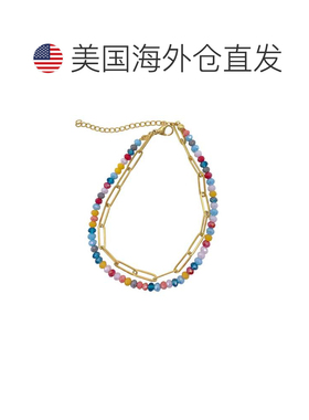 自营adornia14k 镀金多色珠子和回形针链双手链 - 多色 美国奥莱